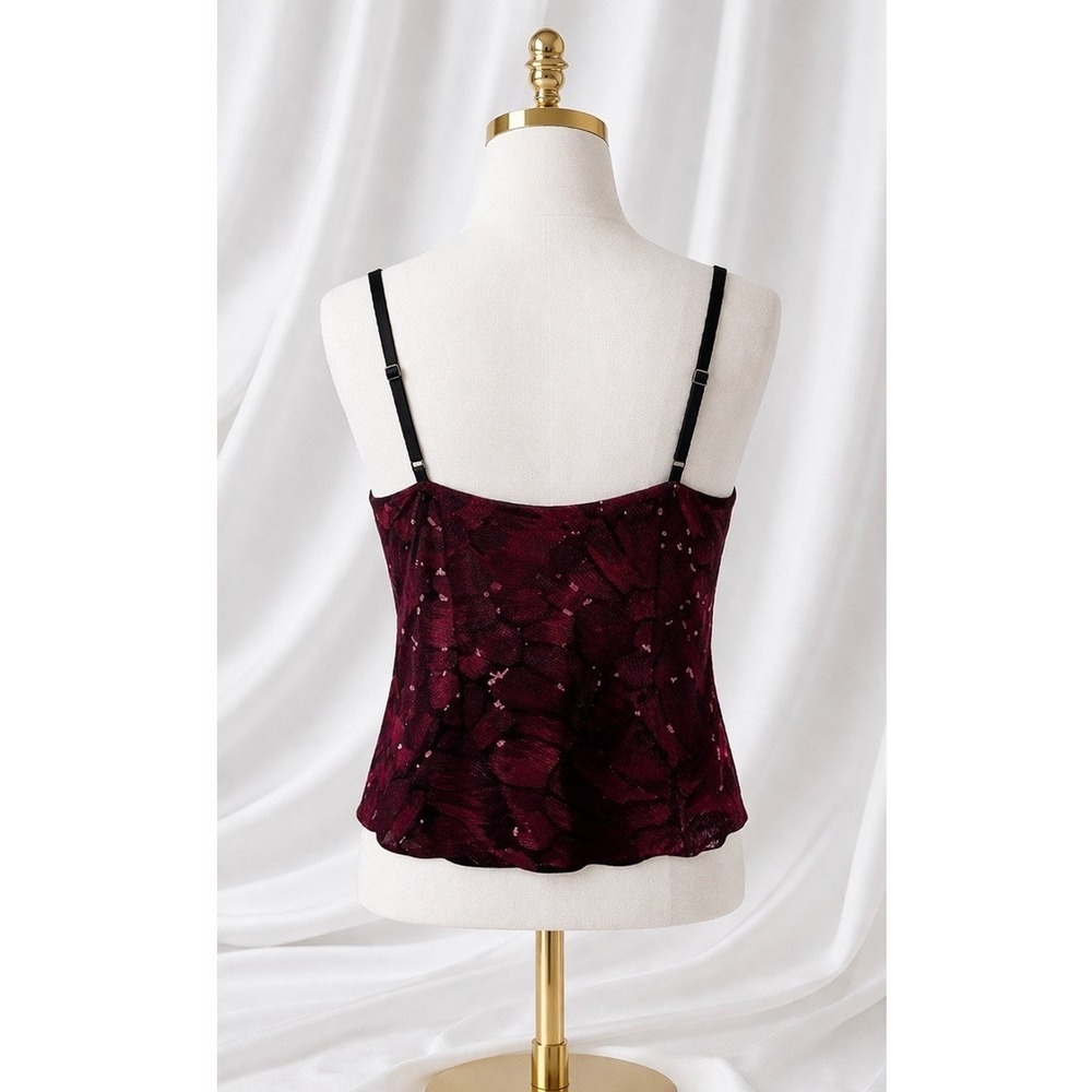 New White House Black Market WHBM Party Red Sequin Embroidered Camisole Size XS - Picture 2 of 10